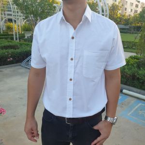 เสื้อเชิ้ตผู้ชาย ผ้า COTTON ขาว ทรงสวย ใส่สบาย เเขนสั้น ทรงพอดีตัว M - 4XL พร้อมส่ง