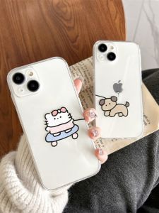 Cartoon Cute Hello Kitty for iPhone 15Promax Apple 14 Phone Case 13/12/11/16 All-Inclusive 7/8/6S Drop-Resistant Transparent Protective Case Couple Female 16max