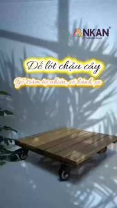 Đế Lót Chậu Cây Có Bánh Xe ANKAN Đế Để Chậu Cây Kệ Giá Đỡ Chậu Hoa Cây Cảnh Hình Vuông Màu Vàng R35 Cm Tải 120kg Chính Hãng
