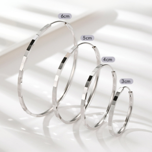 Somilia 925 Sterling Silver Fashion Inside Diameter 30 40 50 60 mm Hoop Earrings For Women Personality Jewelry