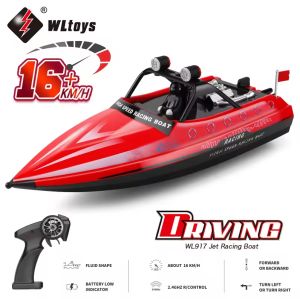WLtoys เรือบังคับ แรงๆ เรือบังคับวิทยุ2.4Gเรือเจ็ทไฟฟ้าความเร็วสูงแผงควบคุมระยะไกลด้วยสัญญาณไฟฟ้ารุ่นกันน้ำสปีดโบ๊ทของขวัญของเล่นสำหรับเด็กผู้ชาย