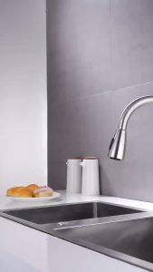 ก๊อกน้ำผสม ก๊อกอ่างล้างจานคุณภาพสูง แบบดึง-ยืดหัวก๊อกได้ สแตนเลส 304 ทนทาน รุ่น FTS-908PM