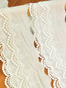 ผ้าปักลายดอกไม้สองชั้นกว้าง 14 ซม. ผ้าฝ้ายแท้ เสื้อผ้า กระโปรง ขอบ DIY ตกแต่งเสื้อผ้า เรซิน ขอบดอกไม้ ผ้าฝ้ายแท้