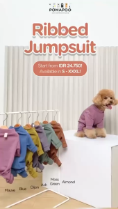 POMAPOO - Baju Kucing dan Baju Kucing Ribbed Jumpsuit