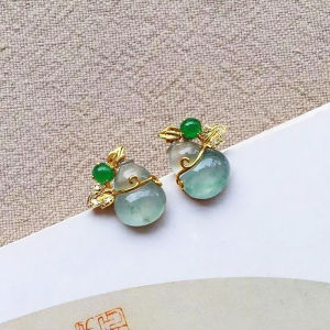 Silver 925 Jade Embedment Earring Stud