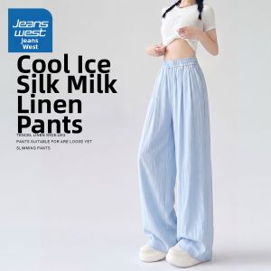 Jeanswest | Summer High-Waist Casual Relax Loose Fit Ice Silk Culotte Pants
