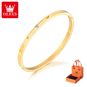 OLEVS bracelet for women Korean style simple single diamond elegant casual versatile titanium steel bracelet