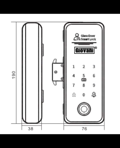 Khóa thông minh vân tay cửa kính Giovani GSL X271 app wifi face id chống nước cao cấp IP56