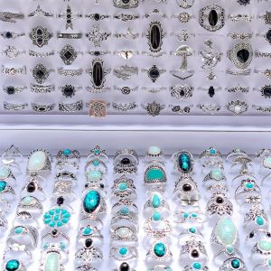 ชุดแหวนวินเทจโบฮีเมียนสีเทอร์ควอยซ์ 20 ชิ้น สำหรับผู้หญิงและผู้ชาย ดีไซน์หลากหลาย รูปทรงเรขาคณิต ดอกไม้ เครื่องประดับนิ้วมือ ของขวัญสำหรับงานปาร์ตี้