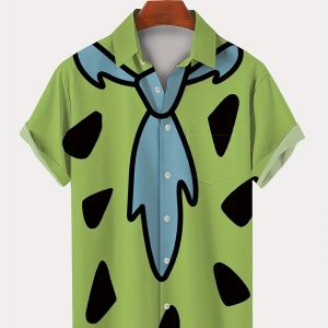 Fashion Tie Geometric Graphic Print Shirt Hawaiian Comfy Mens Button Summer Streetwear Men Clothes