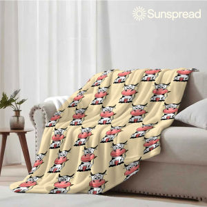 Beast Kingdom | Cartoon Cow Seamless Soft Warm Flannel Blanket Lightweight Cozy Christmas Halloween Home Decor Room