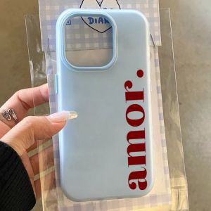 Ốp Điện Thoại Silicone Cá Nhân Hóa In Chữ Amor Màu Đỏ Dành Cho iPhone 17/16/15/14/13/12/11 Pro Max Air/XS/X/8 Plus