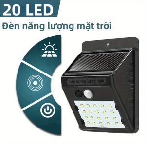 XIWANGFIRE | Đèn Năng Lượng Mặt Trời 20LED Ngoài Trời Chống Nước Cảm Biến Chuyển Động Đèn Tường An Ninh Đèn Sân Vườn Đèn Hiên Nhà Với 3 Chế Độ Sử Dụng Năng Lượng Mặt Trời
