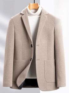 ROMON | Lormen Mens Woolen Suit Jacket Thickened Casual Business Style Long Sleeve Standard Fit Round Hem No Ironing Required