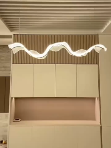 modern LED chandelier creativity silk wave shape acrylic material with remote control Tri-color dimming applicable restaurant living room kitchen bedroom teahouse corridor hotel reception