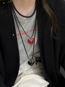 Kalung Bentuk Hati Merah Necklace Red Heart 4CM Kalung Hati