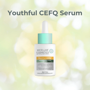Micellar Cosmetics™ Youthful-CEFQ™ Multi-Antioxidant Anti-Aging Serum | Vitamin C + E + Ferulic Acid + Coenzyme Q10 | Organic Micellar Formula 30ml