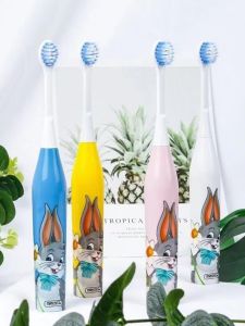 McZhe Childrens Electric Toothbrush Soft Bristle Head Waterproof Smart Anti-Cavity for Ages 2-12 And above Cartoon Design