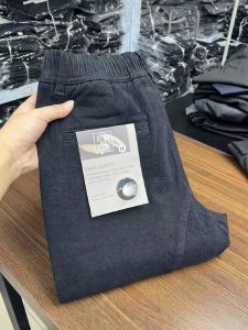 Quần Dài Thường Ngày Bằng Cotton Lanh Dày Cho Nam Mùa Thu Đông Quần Dài Ống Đứng Màu Trơn Cạp Chun