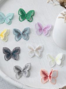 ปatches ปักลายผีเสื้อสามมิติสองชั้น ผ้าโปร่งลูกไม้ ผ้าอีเจน งานฝีมือ DIY ตกแต่งเสื้อผ้า ชุดแต่งงาน อุปกรณ์เสริม