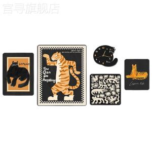 Dopamine Living Room Decorative Artwork Small Batch Sofa Background Wall Hanging Painting Mid-Century Cartoon Animal Combination Wall Art