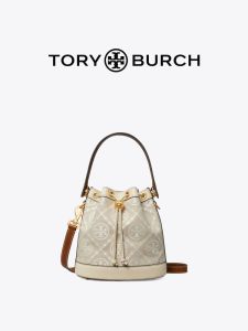 TORY BURCH/Outlet tb  TMONOGRAM White fashion Womens Shoulder Bag 21cm medium bucket bag 150492