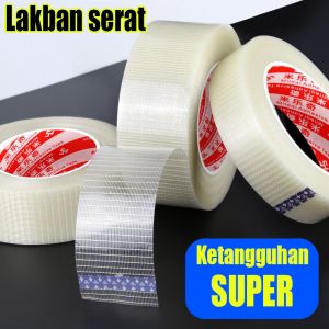 LAKBAN DOUBLE TAPE SERAT FIBER ISOLASI SELOTIP SERAT FIBER SUPER KUAT SERBAGUNA 20M