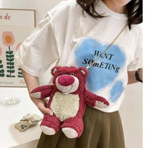 Túi Đeo Chéo Gấu Bông Hình Gấu Disney Lotso Dây Xích - Túi Đeo Vai Nhồi Bông