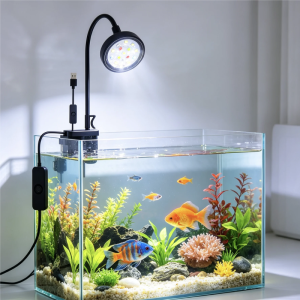 Aquarium Light With Adapter LED Clip On Fish Tank Light Small Full Spectrum USB Light 360° Rotation Lighting