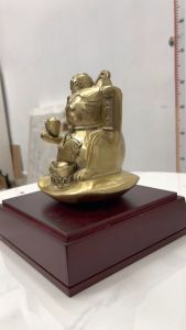 Tượng mèo thần tài việt nam bằng đồng phong thủy có đế cao 15cm