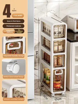 Space-Saving Narrow Gap Storage Cabinet Drawer-Type Multi-layer No-Assembly