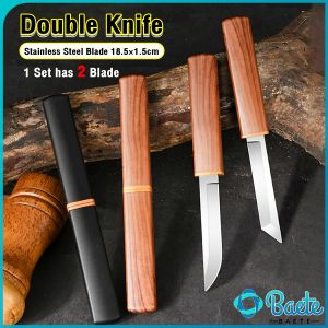 Baete Kitchen Double Knife Multi-purpose Stainless Steel Knife Set Cut Fruit Sushi
