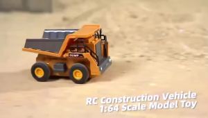 1:64 Desktop RC Truck Mini Remote Control Alloy Tracked Crane Dump Truck Electric Engineering Vehicle Model Toy Kid Boy Gifts