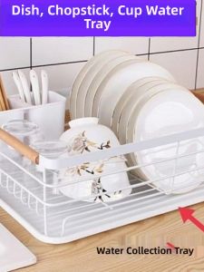 Hansvinu | Rectangular Drawer Style Storage Rack Dish Drain Tray