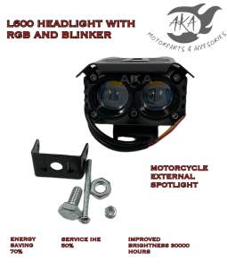 L600 HEADLIGHT WITH RGB AND BLINKER 2EYE MOTORCYCLE EXTERNAL SPOTLIGHT WHITE+YELLOW (WHITE/YELLOW)
