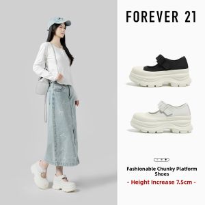 Forever 21 | Velcro Design Easy-On Thick Sole Height-Increasing Canvas Shoes