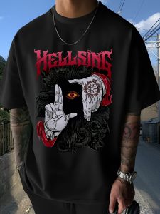 Stylish Anime Print T-shirt Breathable Crew Neck Tee Flexible T-shirt with A Modern Design for Sporty Outfits.