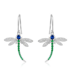 Huitan Exquisite Dragonfly Pendant Earrings Female Brilliant Zirconia Jewelry for Daily Party Delicate Insect Accessories Gift