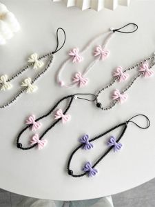 Cute Fashion Brand CASE HOUSE Electroplated Beaded Butterfly Knot Mobile Phone Chain Anti-Loss Lanyard Hand Rope Bead Hanging Decoration
