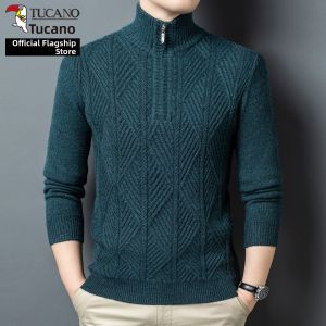 TUCANO | Lucky Year Knitted Sweater Men Winter Thickening Half High Collar Red