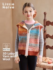 Little Naive | Color Blocking Gradient Hooded Knitted Sweater Vest