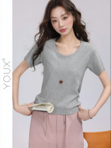 YOUXIANG | Áo Thun Tay Ngắn Cơ Bản Đơn Giản