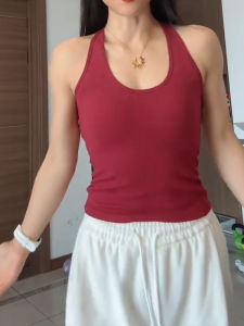 Fashionable Large U-Neck Yoga Vest Casual Wear Inner Match Sport Fitness Top Breathable Quick Dry Moisture Wicking Yoga Tank Top