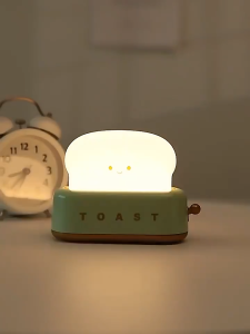 【SG STOCK】Cute and Funny Toast Night Light USB Charging Dimming Bedside Brightness Adjustable Delicate Gift 面包机小夜灯