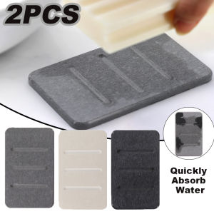 2PCS Diatom Mud Soap Pad Super Absorbent Quick Drying Soap Dish Mat Bathroom Countertop Non-slip Soap Storage Rack