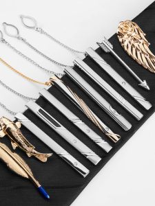 Business Formal Mens Tie Clip Gold Plated Feather Wing Shape Pin Buckle Simple Design Fashion Accessory by Hunt Fashion