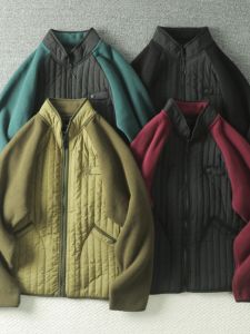 แจ็คเก็ตผ้าฝ้ายสไตล์ญี่ปุ่นสำหรับผู้ชาย ทรงปกติ ฤดูใบไม้ร่วง/ฤดูหนาว สไตล์สตรีท แจ็คเก็ตผ้าขนแกะทรงปกติ