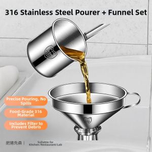 FEIZHUXIANSEN | Vintage Steel Kitchen Funnel Small Nozzle With Filter