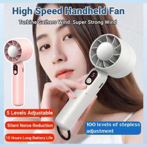 Kipas Genggam Kecepatan Tinggi Turbin Jisu/Outdoor Portable Powerful Fan Kipas Genggam Luar Ruangan Portabel Lima Kecepatan Dapat Disesuaikan Kecepatan Tinggi Kipas Kecil Pengisi Daya Mini Senyap Kuat