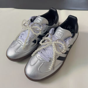 Elegant Silver Sport Shoe Decorations Detachable Pearl Butterfly Knot Trainer Shoe Flowers DIY Accessories for Shoes